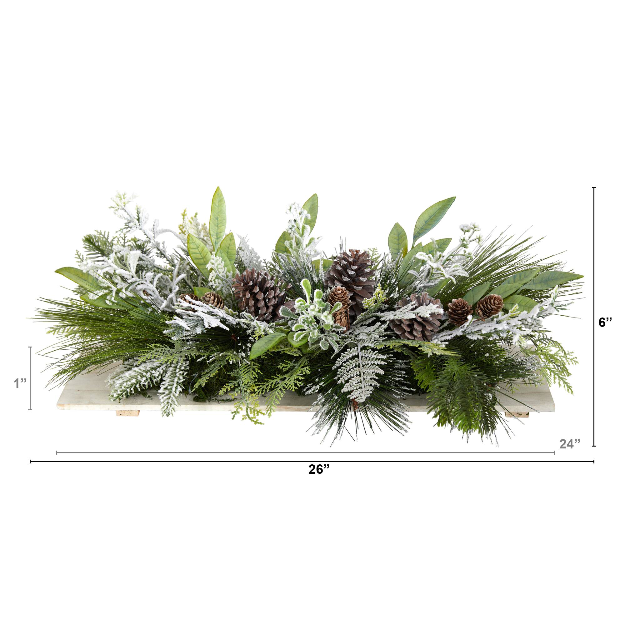 26" Flocked Winter Christmas Arrangement on Board